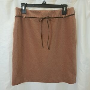 Ann Taylor Corduroy Sz 10P Tan Pencil Skirt with Leather Belt EUC